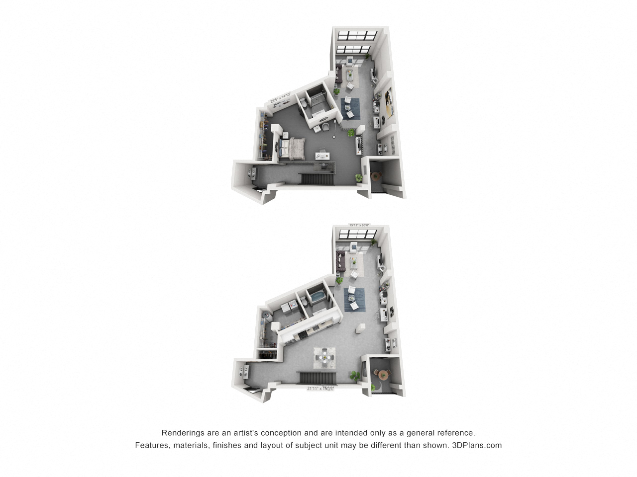 Floor plan for 2 beds, 2 baths, 1884 sqft